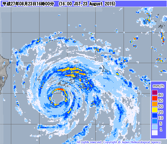 台風15号八重山通過レーダー動画
